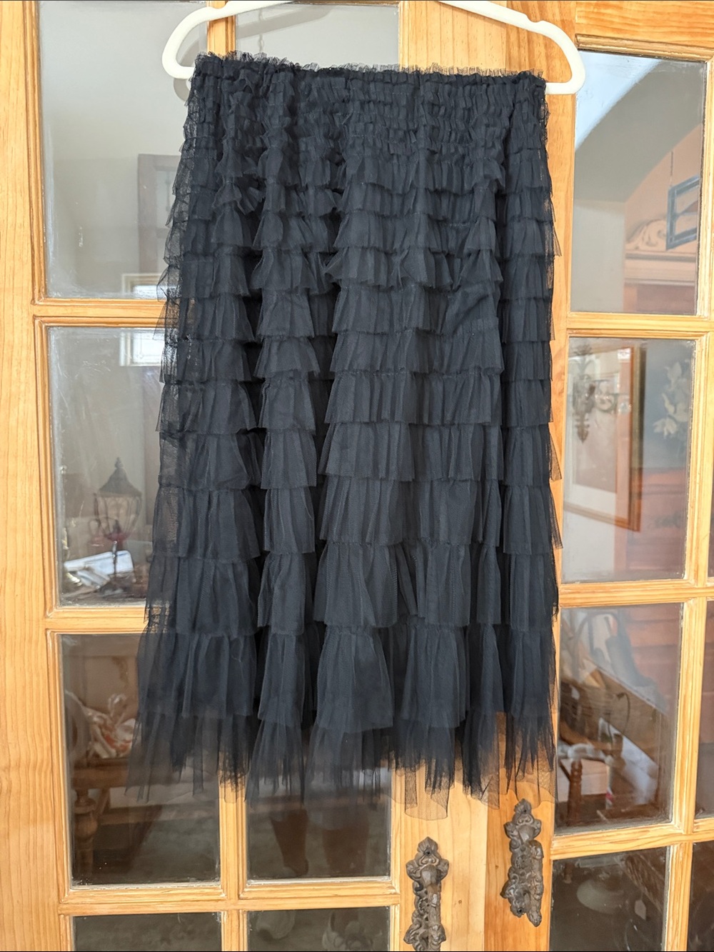 Black Tiered Ruffle Midi Skirt - Classic Feminine Silhouette